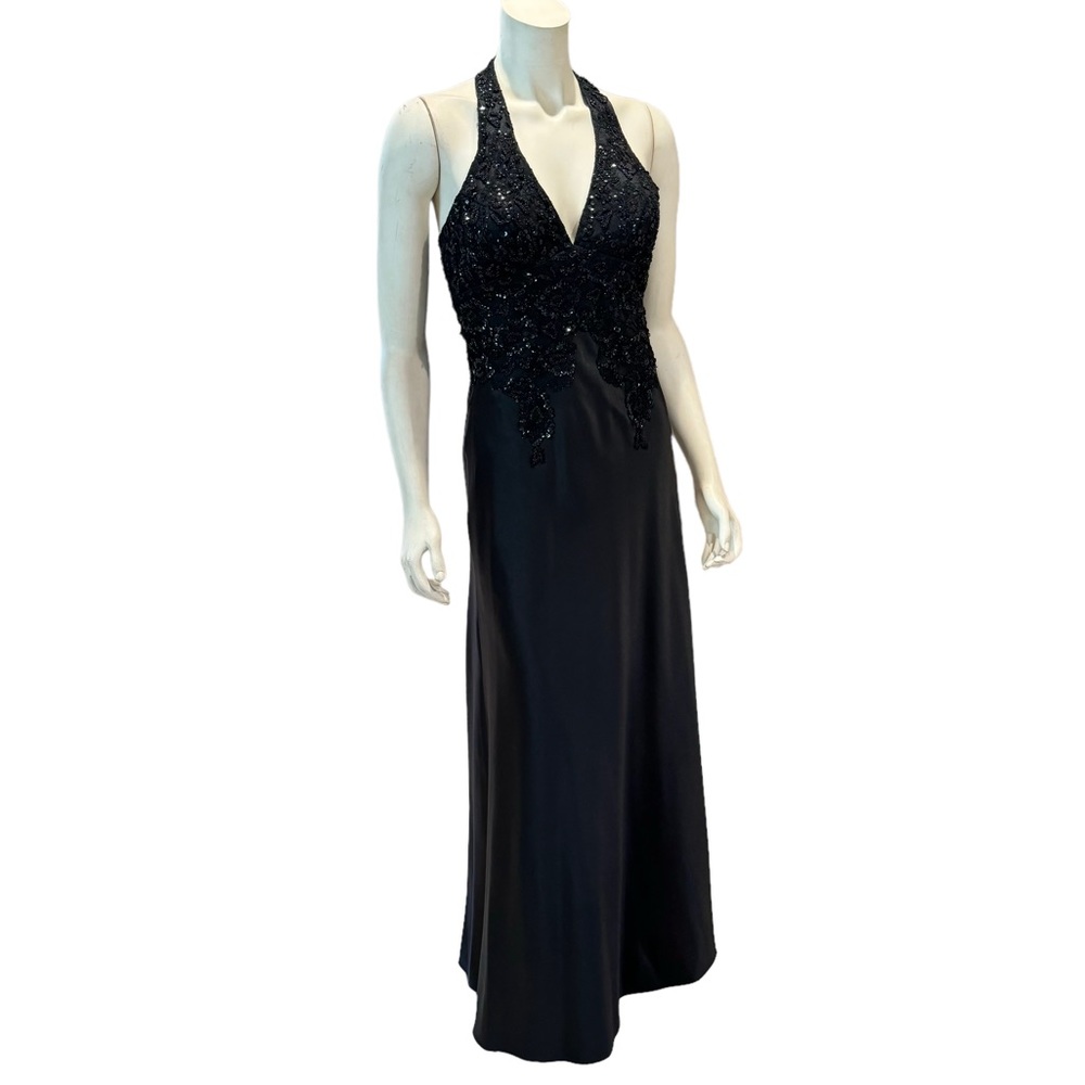 Vintage Beaded and Sequined Satin Halter Corset Gown - Picture 13 of 13